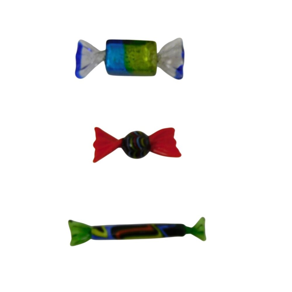 Pier 1 Imports Three Assorted Art Glass Wrapped Candy Ornaments Home Decor - Picture 4 of 8